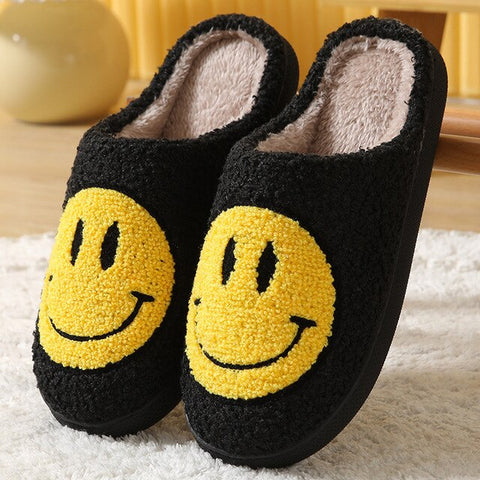 Smiley sloffen Zwart / geel