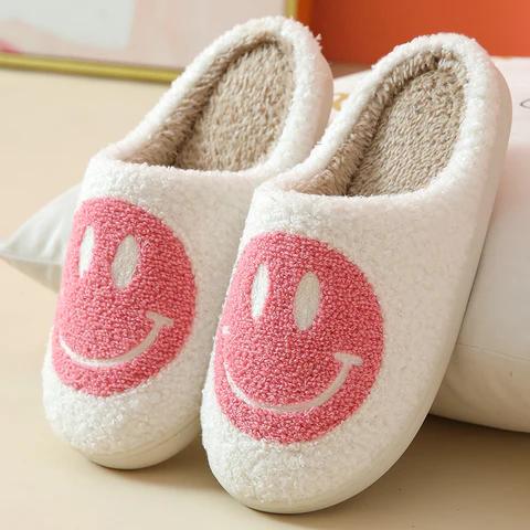 Smiley sloffen Wit / roze