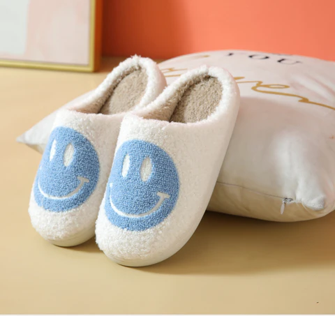 Smiley sloffen Wit / blauw
